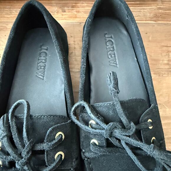 Women's J.Crew Black Suede Driving Moccasin Flat Loafer Shoes Size 9 NEW - Picture 4 of 9
